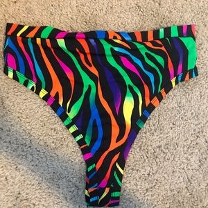 Rainbow Zebra high waisted thong